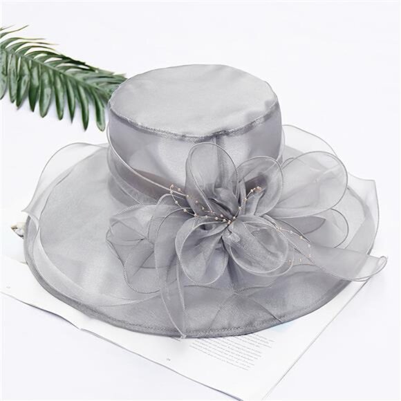 Kentucky Derby Hats - Organza Hat Fascinator Hat Grey2 - Picture 6 of 6